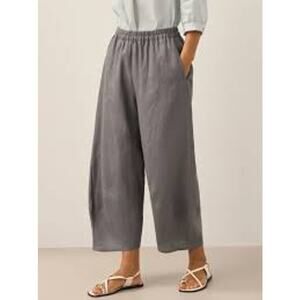 Lintico Zoe 100% Linen Cropped Wide Leg Pants Size M Gray Minimalist Lagenlook